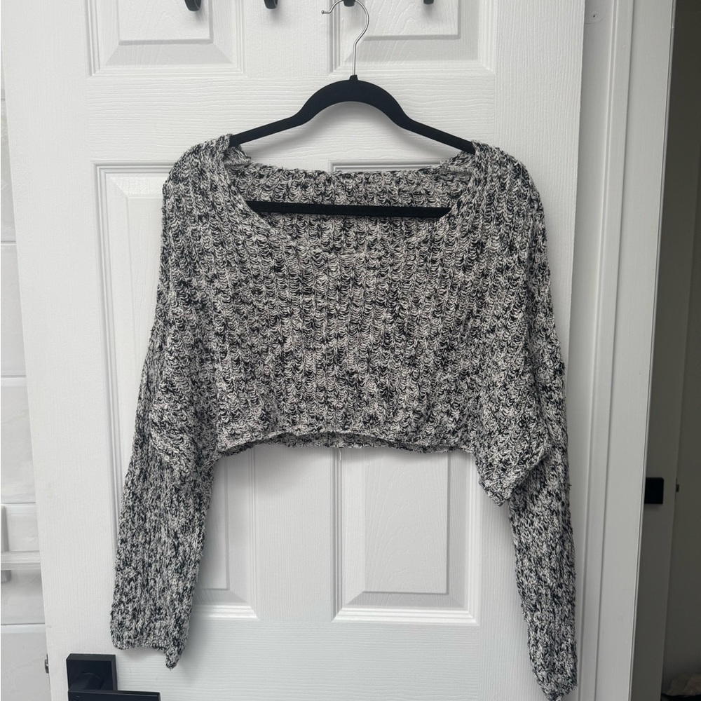 Brandy Melville Black and White Off-the-Shoulder Sweater